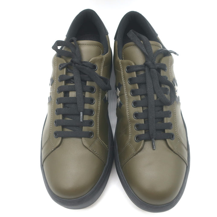 Bottega Veneta Intrecciato Weave Sneakers Military Green Leather Size 41.5