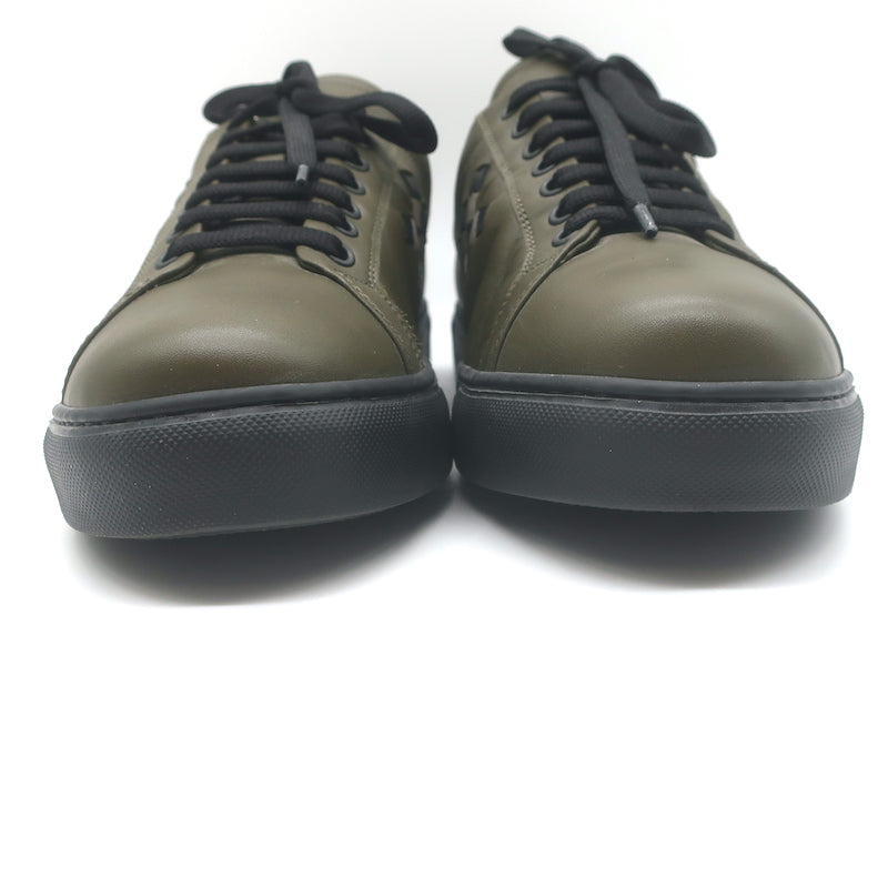 Bottega Veneta Intrecciato Weave Sneakers Military Green Leather Size 41.5