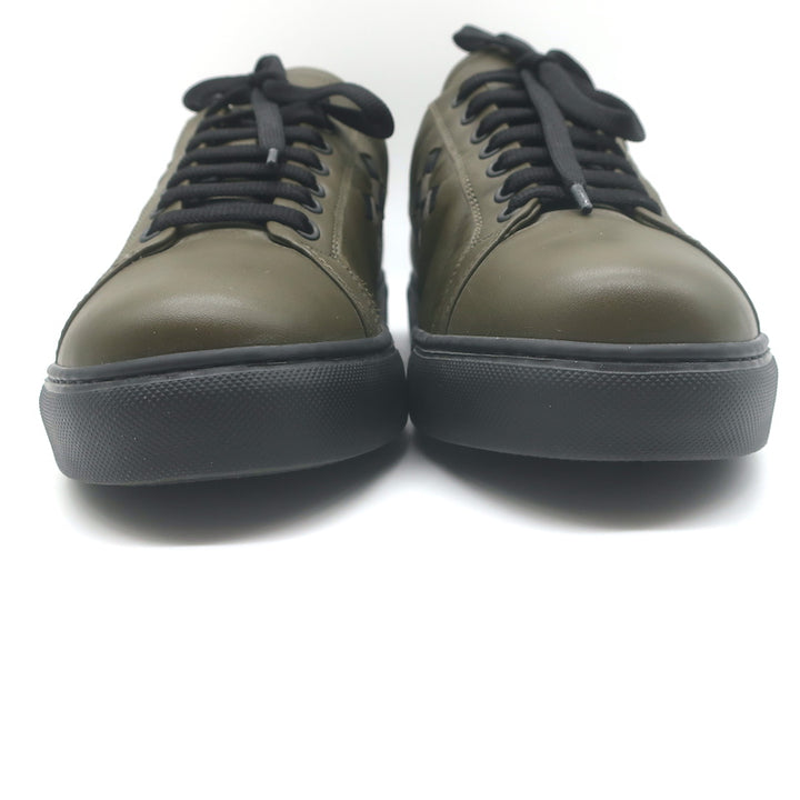 Bottega Veneta Intrecciato Weave Sneakers Military Green Leather Size 41.5