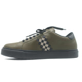 Bottega Veneta Intrecciato Weave Sneakers Military Green Leather Size 41.5