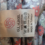 Gul Hurgel Tie-Strap Smocked Maxi Dress Navy Floral Print Cotton Size Small