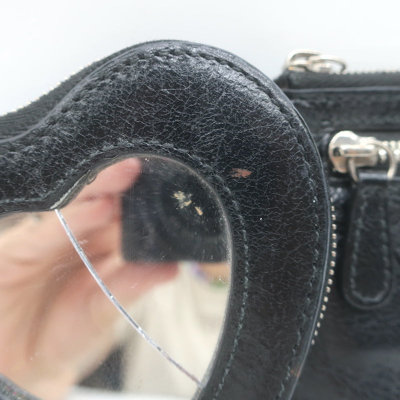 Balenciaga Le Cagole Keychain Card Holder &amp; Coin Purse Black Leather