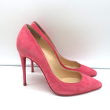 Christian Louboutin Pigalle Follies 100 Pump Pink Suede Size 36 Pointed Toe Heels
