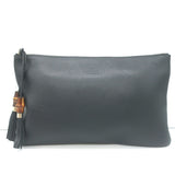 Gucci Bamboo Tassel Zip Large Clutch Bag Black Leather