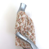 Doen Bay Tie-Sleeve Button Up Top Canyon Floral Print Ramie Size Medium