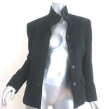 Ralph Lauren Blue Label High-Neck Button Front Jacket Black Wool Size 6