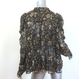 Ulla Johnson Renly Puff Sleeve Blouse Black Floral Paisley Print Silk Size 10