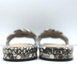 Alexandre Birman Vicky Knotted Flat Slide Sandals Gray Snakeskin Size 38.5