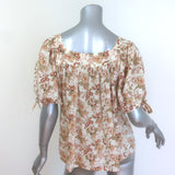 Doen Bay Tie-Sleeve Button Up Top Canyon Floral Print Ramie Size Medium