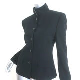 Ralph Lauren Blue Label High-Neck Button Front Jacket Black Wool Size 6