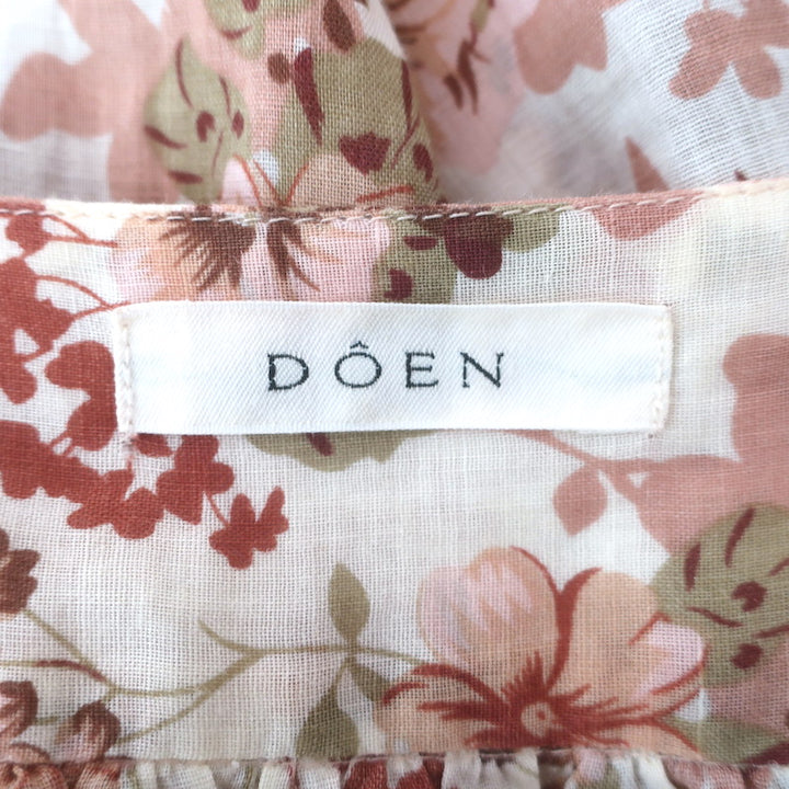 Doen Bay Tie-Sleeve Button Up Top Canyon Floral Print Ramie Size Medium