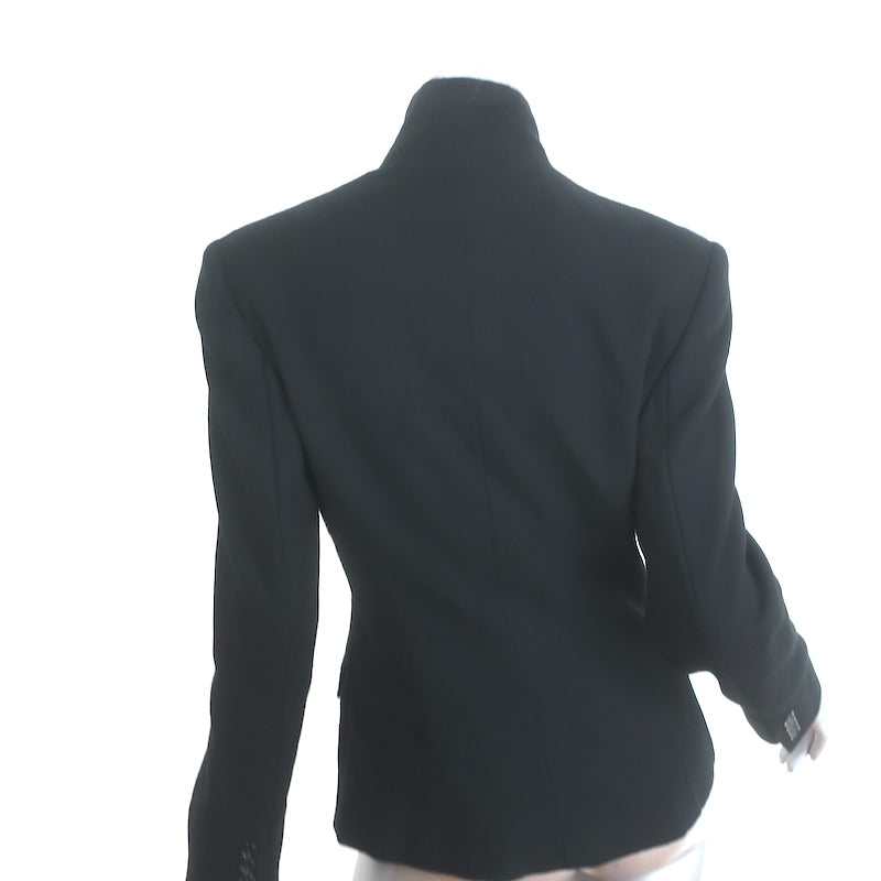 Ralph Lauren Blue Label High-Neck Button Front Jacket Black Wool Size 6