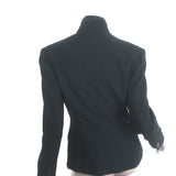 Ralph Lauren Blue Label High-Neck Button Front Jacket Black Wool Size 6