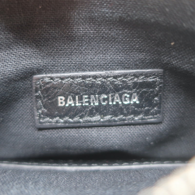Balenciaga Le Cagole Keychain Card Holder &amp; Coin Purse Black Leather