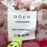 Doen Bay Tie-Sleeve Button Up Top Canyon Floral Print Ramie Size Medium