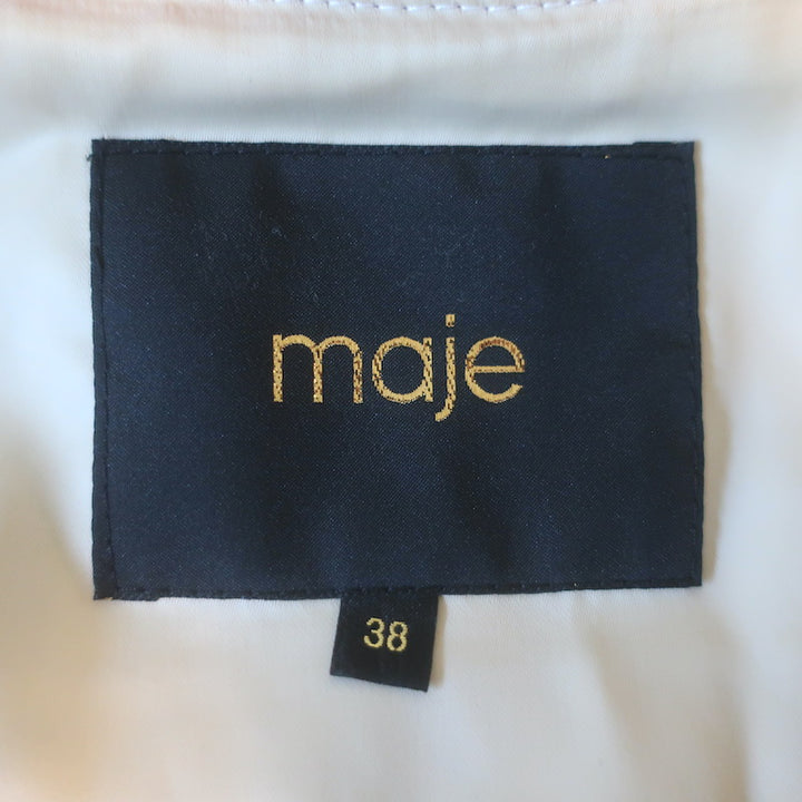 Maje Embroidered Satin Varsity Jacket Red Size 38