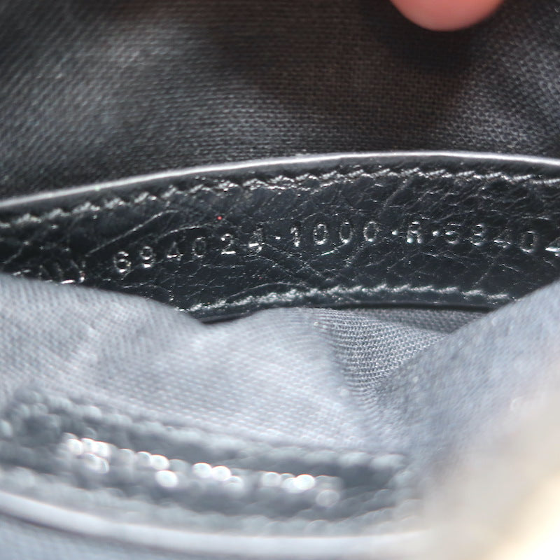 Balenciaga Le Cagole Keychain Card Holder &amp; Coin Purse Black Leather