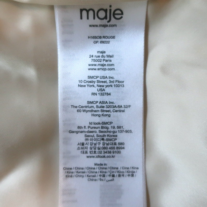 Maje Embroidered Satin Varsity Jacket Red Size 38