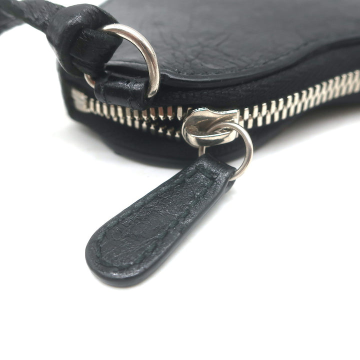 Balenciaga Le Cagole Keychain Card Holder &amp; Coin Purse Black Leather