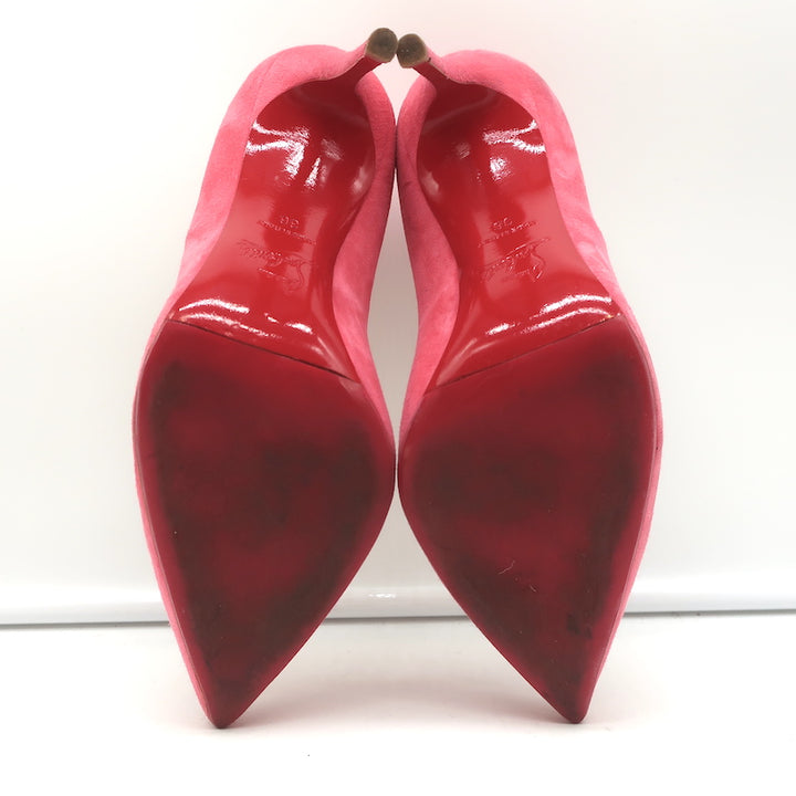 Christian Louboutin Pigalle Follies 100 Pump Pink Suede Size 36 Pointed Toe Heels