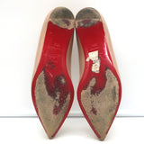 Christian Louboutin Pigalle Pointed Toe Flats Nude Patent Leather Size 36.5