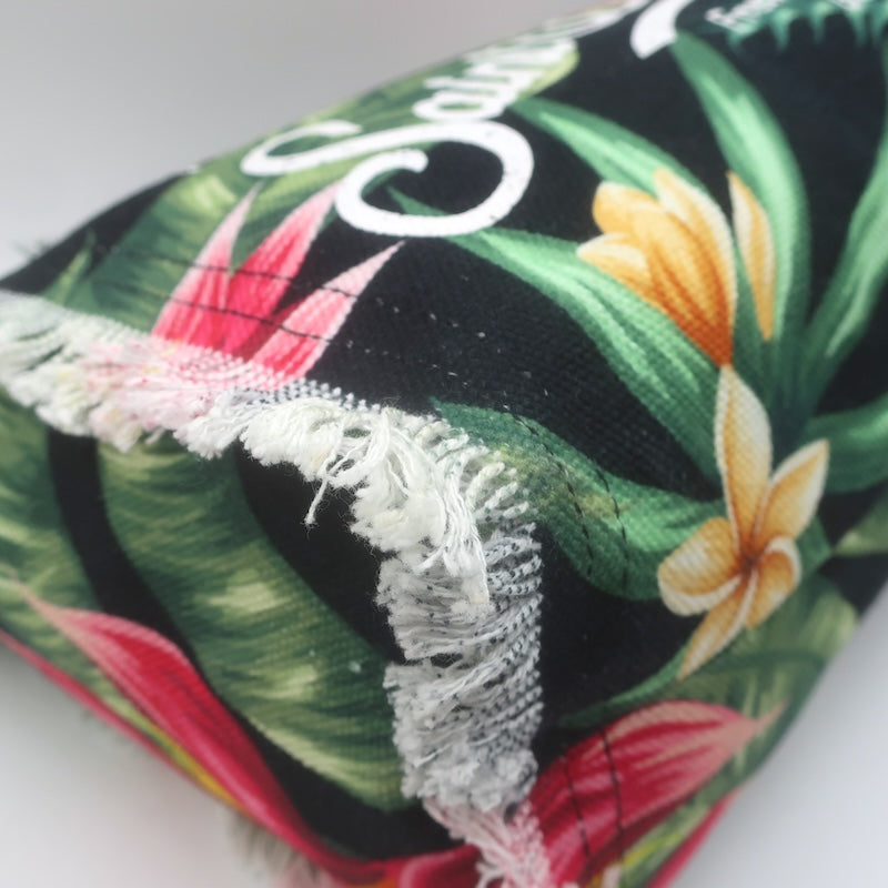MC2 Saint Barth Addicted to Paradise Canvas Tote Bag Black Tropical Floral Print
