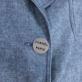 Chanel Identification 00C Denim Blazer Blue Size 44 Two-Button Jacket