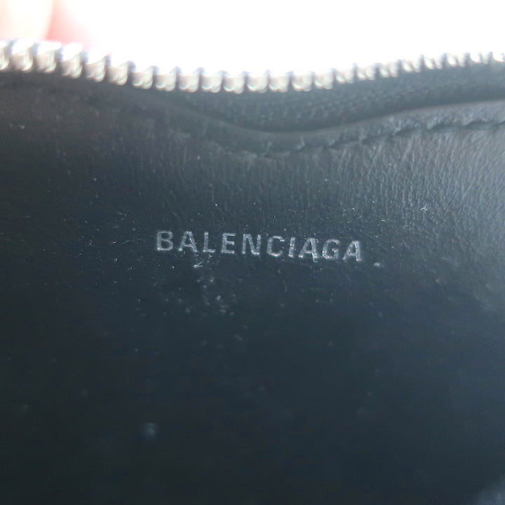 Balenciaga Le Cagole Keychain Card Holder &amp; Coin Purse Black Leather