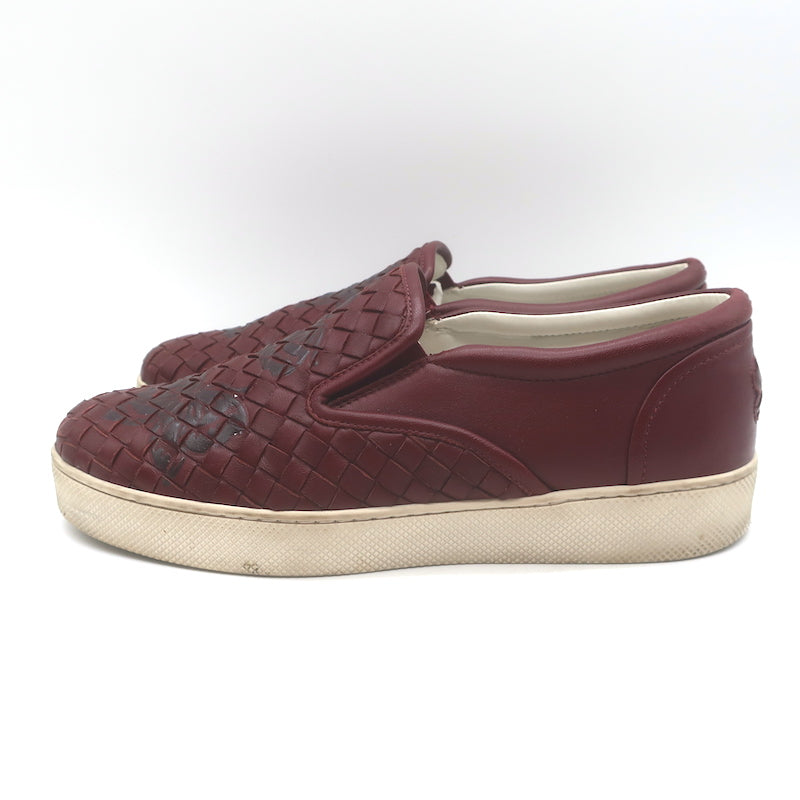 Bottega Veneta Dodger Butterfly Intrecciato Leather Sneakers Burgundy Size 37.5