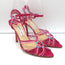 Jimmy Choo Ankle Strap Sandals Fuchsia Leather Size 37 Pointed Toe Heels