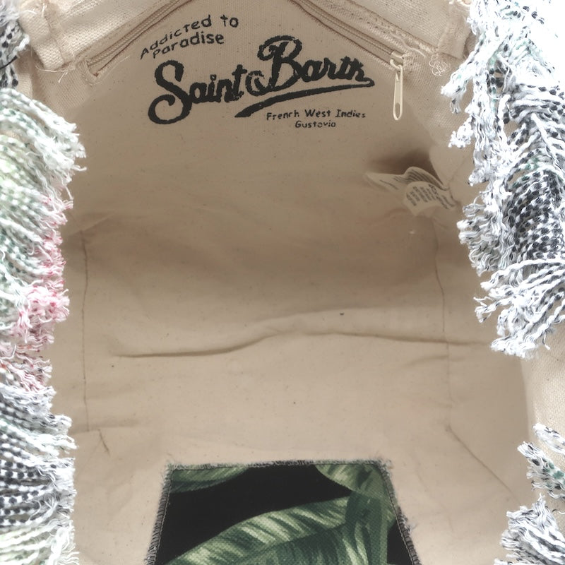 MC2 Saint Barth Addicted to Paradise Canvas Tote Bag Black Tropical Floral Print