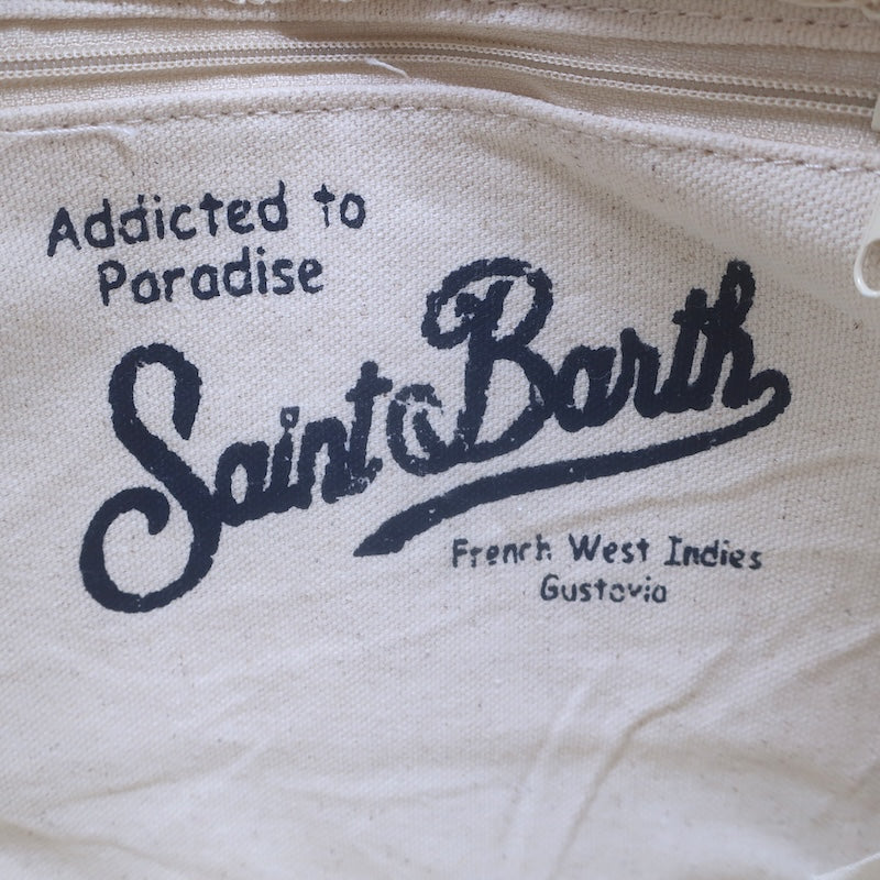 MC2 Saint Barth Addicted to Paradise Canvas Tote Bag Black Tropical Floral Print