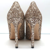 Jimmy Choo Romy 100 Glitter Pumps Gold Size 37.5 Pointed Toe Heels