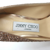 Jimmy Choo Romy 100 Glitter Pumps Gold Size 37.5 Pointed Toe Heels