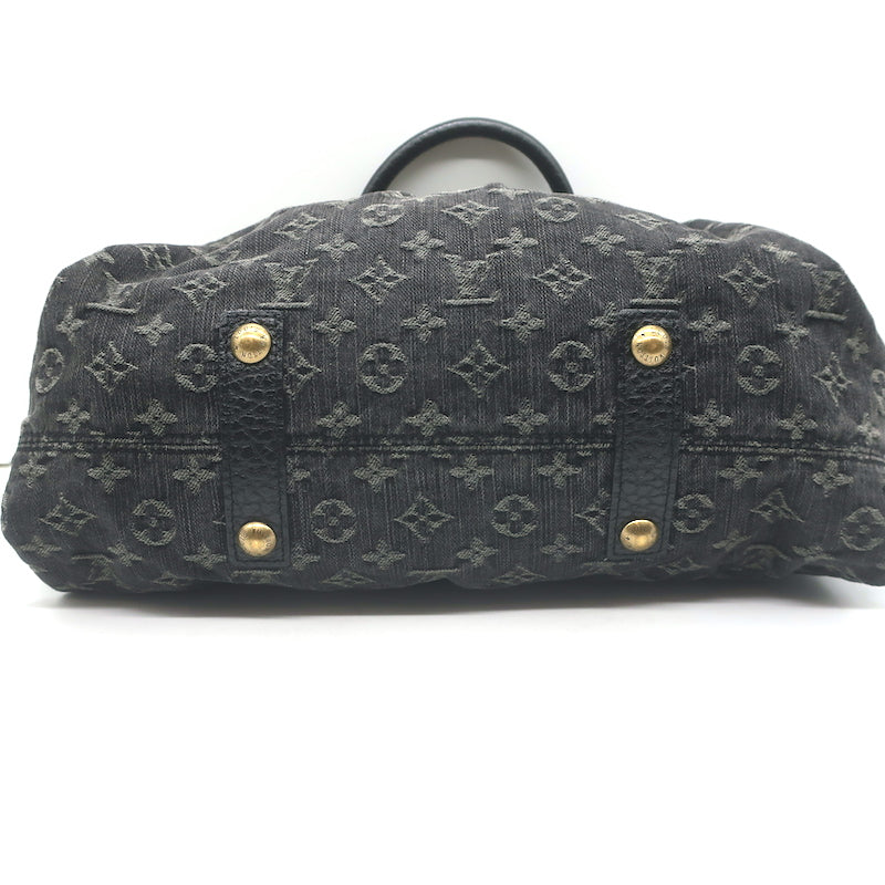 Louis Vuitton Neo Cabby MM Shoulder Bag Black Monogram Denim