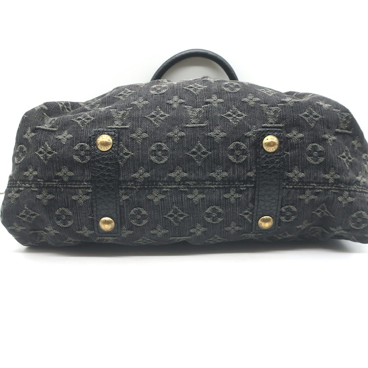 Louis Vuitton Neo Cabby MM Shoulder Bag Black Monogram Denim
