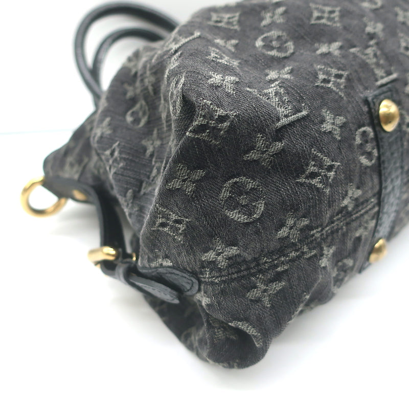 Louis Vuitton Neo Cabby MM Shoulder Bag Black Monogram Denim