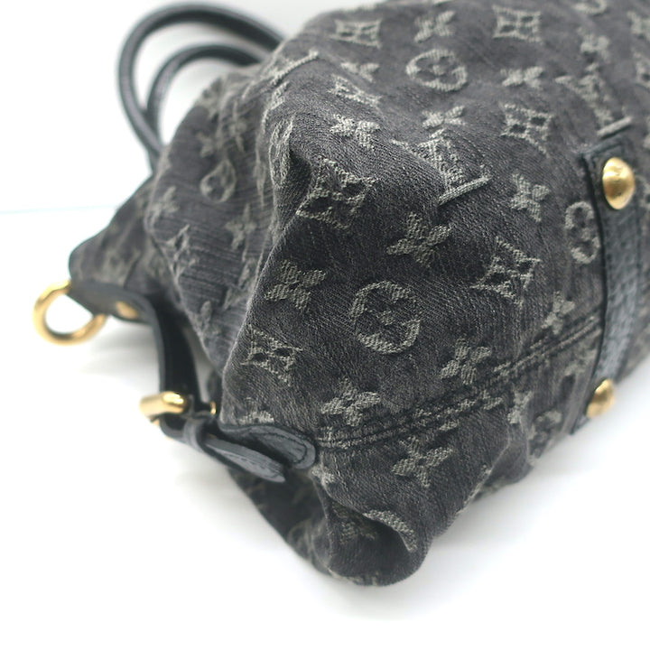 Louis Vuitton Neo Cabby MM Shoulder Bag Black Monogram Denim