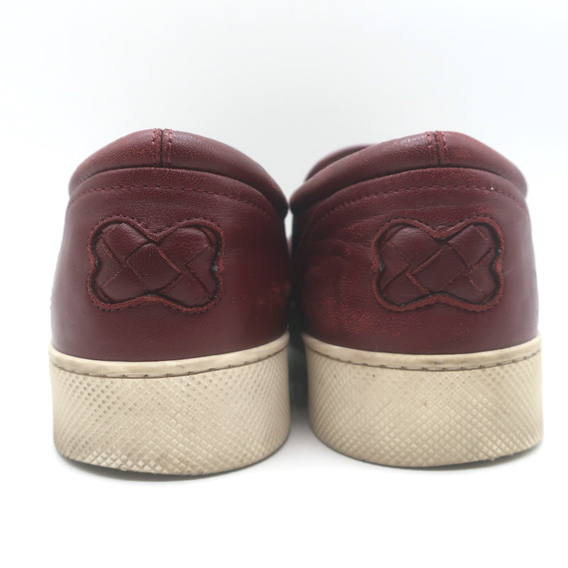 Bottega Veneta Dodger Butterfly Intrecciato Leather Sneakers Burgundy Size 37.5