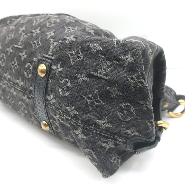 Louis Vuitton Neo Cabby MM Shoulder Bag Black Monogram Denim