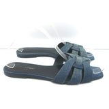 Saint Laurent Tribute Denim Slide Sandals Size 38 Flat Mules