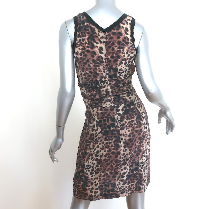 Isabel Marant Etoile Jafney Ruched Leopard Print Mini Dress Brown Silk Size 1