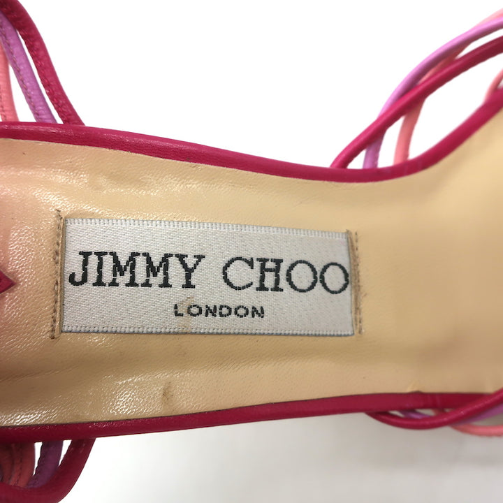 Jimmy Choo Ankle Strap Sandals Fuchsia Leather Size 37 Pointed Toe Heels