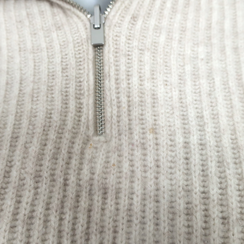 Vince Half Zip Ribbed Pullover Sweater Oatmeal Wool-Cashmere Size Small