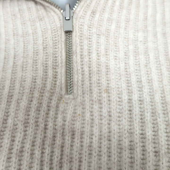 Vince Half Zip Ribbed Pullover Sweater Oatmeal Wool-Cashmere Size Small