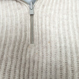 Vince Half Zip Ribbed Pullover Sweater Oatmeal Wool-Cashmere Size Small