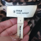 Isabel Marant Etoile Jafney Ruched Leopard Print Mini Dress Brown Silk Size 1