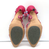 Jimmy Choo Ankle Strap Sandals Fuchsia Leather Size 37 Pointed Toe Heels