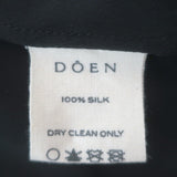 Doen Sicilia Ruffled Lace-Trim Maxi Dress Black Matte Satin Size Small
