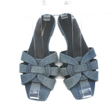 Saint Laurent Tribute Denim Slide Sandals Size 38 Flat Mules